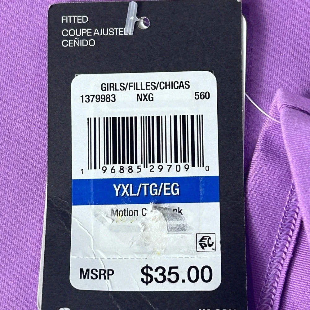 Under‎ Armour Girls YXL Motion Crop Tank Top 2-Pack Purple Pink High Neck NEW